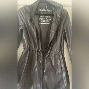 Soia & Kyo Women's Olive Green Rain Jacket with synching waste line- Long!